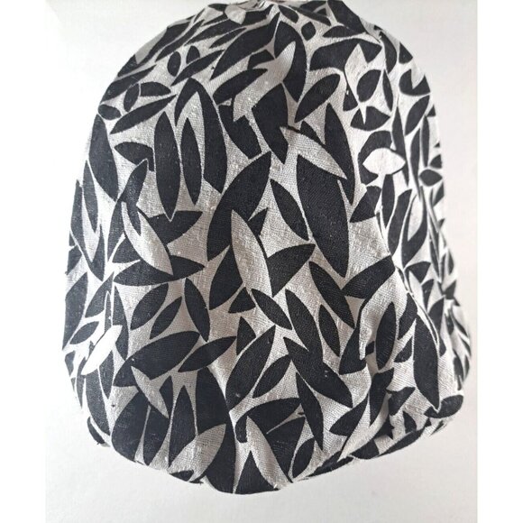 VTG Finley Womens Turban Hat Bonnet Black White Abstract Mid Century Chic 24\
